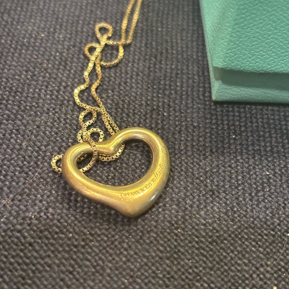 Tiffany & Co. large Elsa Peretti sterling Silver Open Heart Necklace .925 chain - Picture 5 of 9